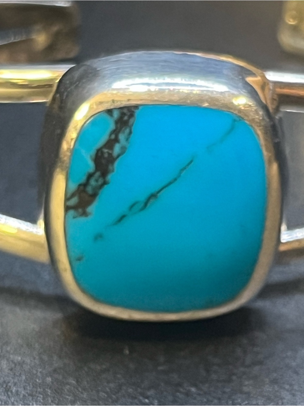 Vintage Sterling Silver 925 Stabilized Turquoise Cuff Bracelet Artisan - Picture 4 of 7